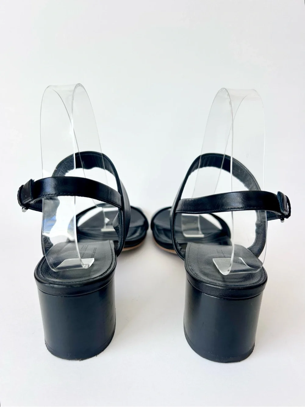 Everlane Double Strap Block Heel Square Toe Sandals in Black Leather Size 8.5 - Picture 10 of 10
